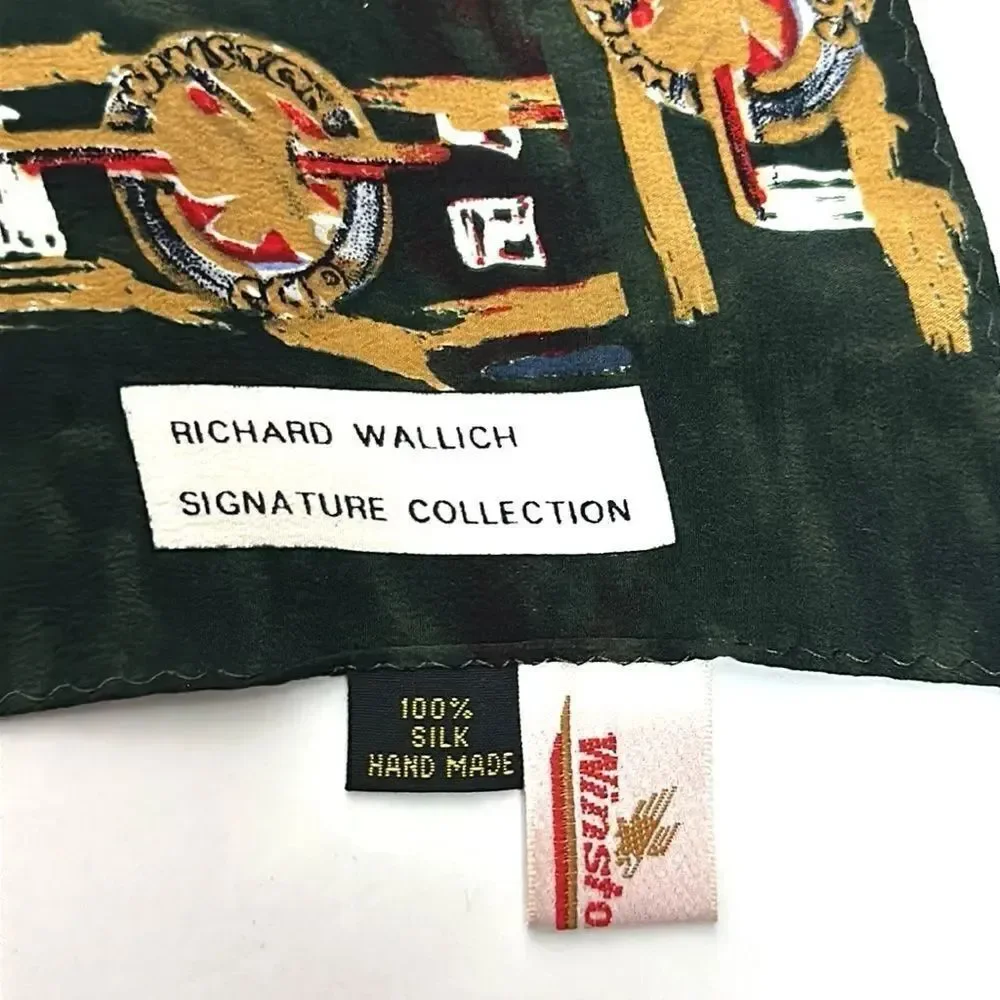 Vintage Silk Scarf Richard Wallich NASCAR Winston Cup Green Multicolor